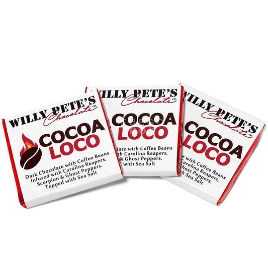 Cocoa Loco Extra Spicy Chocolate by Willy Pete's (3 Small Bars)