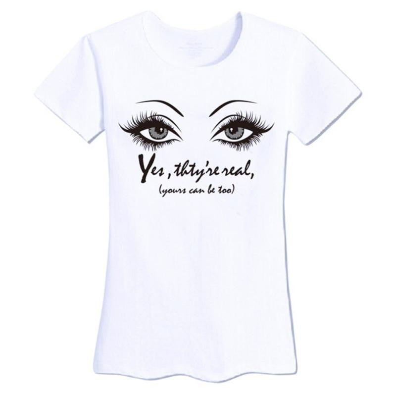 Eyelashes Printed White T shirts Women Fashion Tumblr Hipster Cool T Shirts