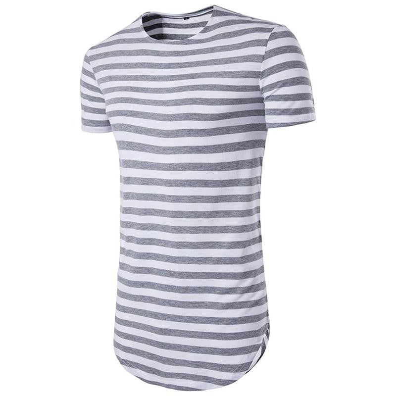 Men Hip Hop T shirts Striped Short Sleeve T Shirt Extended Men Oversized T Shirt Man